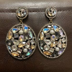 BaubleBar Crystal and Pearl Cluster Earrings